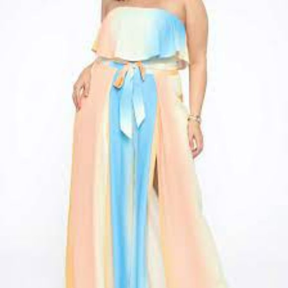 Fashion Nova Jumpsuit, Color: Orange, Blue, Yellow, Size 2X - Picture 8 of 11